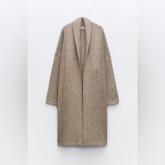 ZARA ~ RIBBED KNIT Thick COAT CARDIGAN - Picture 9 of 11